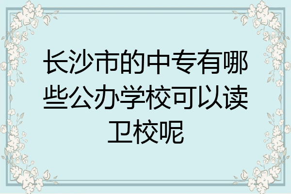 长沙市的中专有哪些公办学校可以读卫校呢