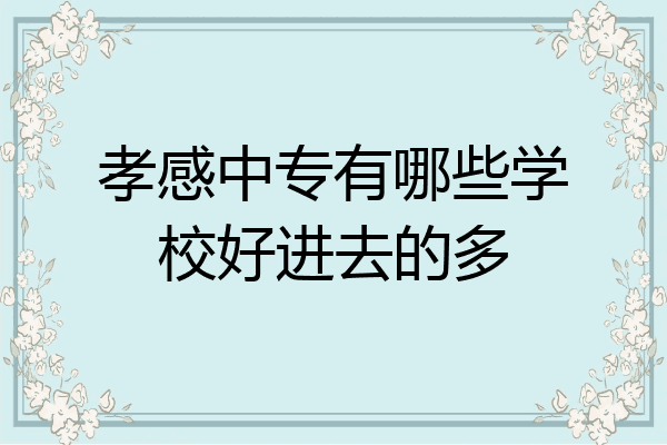 孝感中专有哪些学校好进去的多