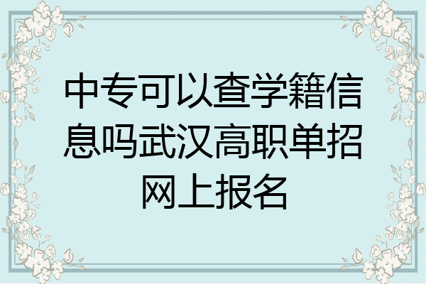 中专可以查学籍信息吗武汉高职单招网上报名