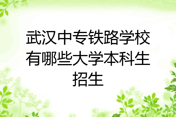武汉中专铁路学校有哪些大学本科生招生
