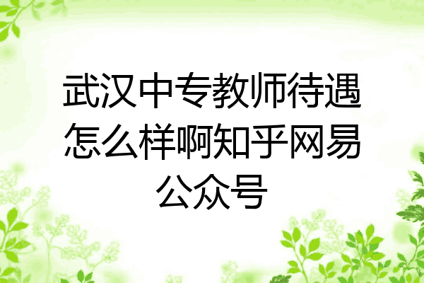 武汉中专教师待遇怎么样啊知乎网易公众号