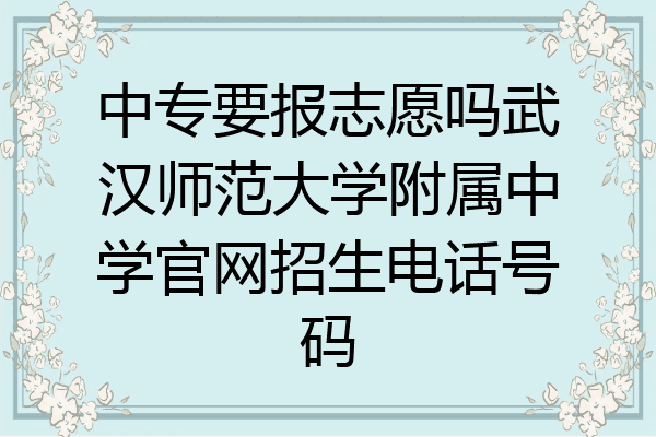 中专要报志愿吗武汉师范大学附属中学官网招生电话号码