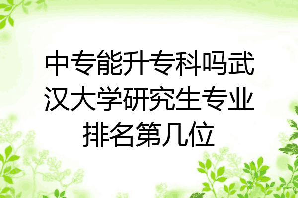 中专能升专科吗武汉大学研究生专业排名第几位
