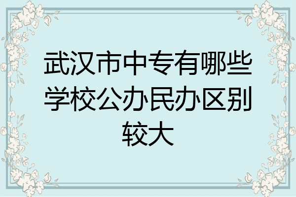 武汉市中专有哪些学校公办民办区别较大