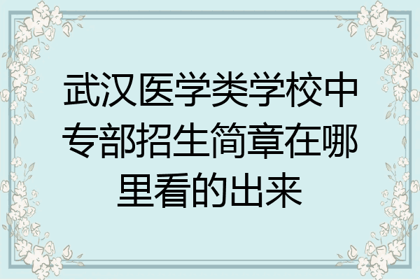 武汉医学类学校中专部招生简章在哪里看的出来