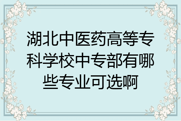 湖北中医药高等专科学校中专部有哪些专业可选啊
