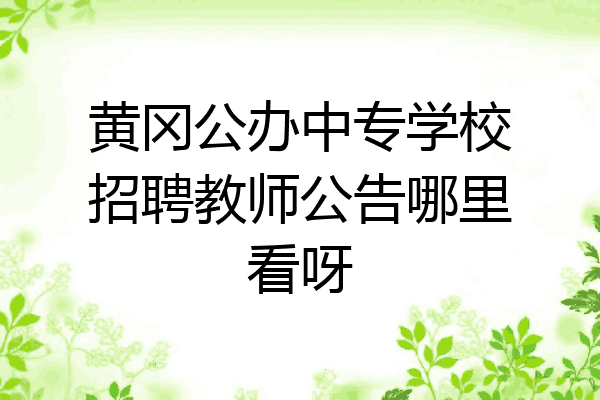 黄冈公办中专学校招聘教师公告哪里看呀