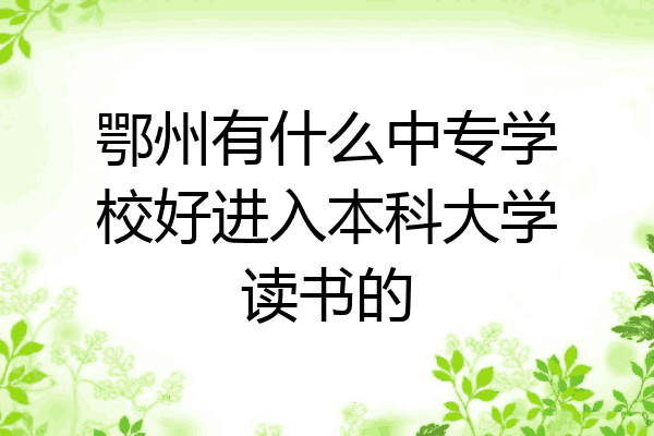 鄂州有什么中专学校好进入本科大学读书的
