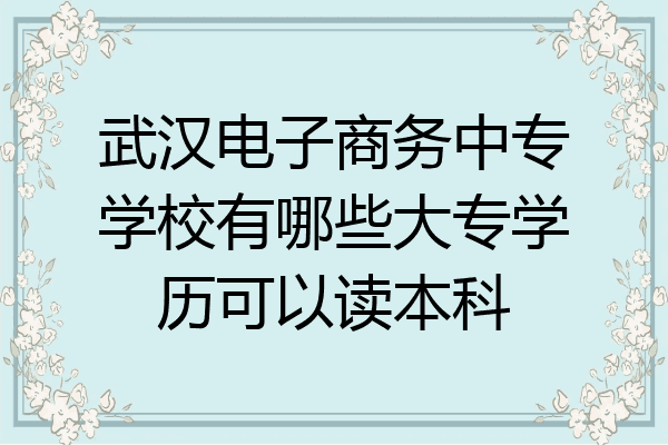 武汉电子商务中专学校有哪些大专学历可以读本科