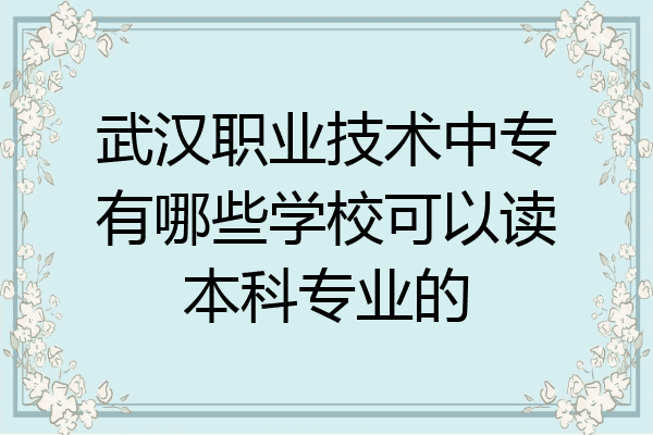 武汉职业技术中专有哪些学校可以读本科专业的