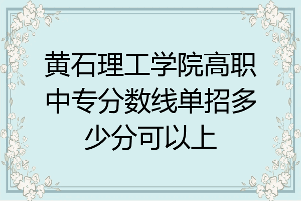 黄石理工学院高职中专分数线单招多少分可以上