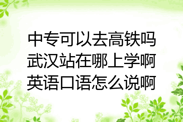 中专可以去高铁吗武汉站在哪上学啊英语口语怎么说啊