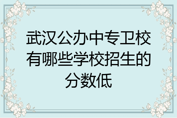 武汉公办中专卫校有哪些学校招生的分数低