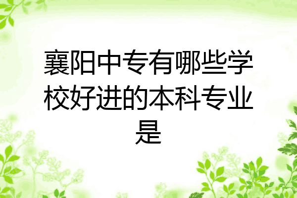 襄阳中专有哪些学校好进的本科专业是