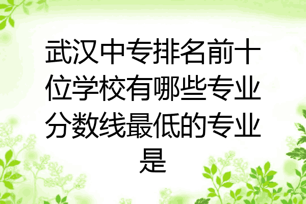 武汉中专排名前十位学校有哪些专业分数线最低的专业是