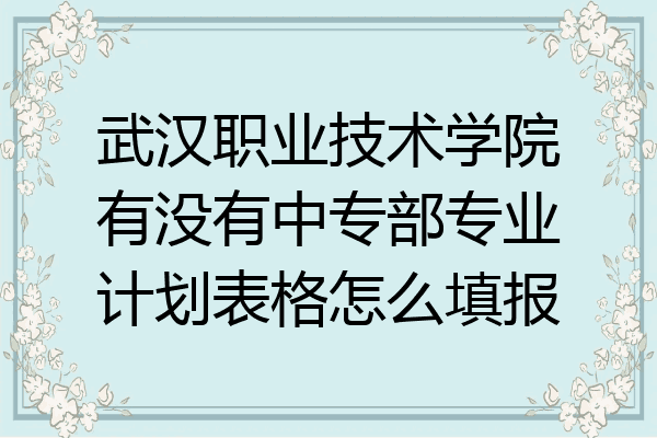 武汉职业技术学院有没有中专部专业计划表格怎么填报