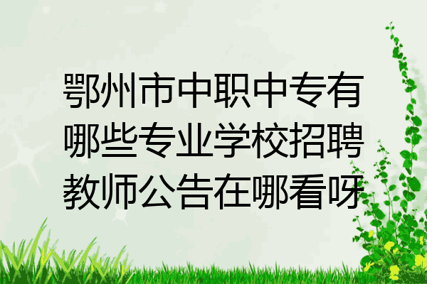 鄂州市中职中专有哪些专业学校招聘教师公告在哪看呀