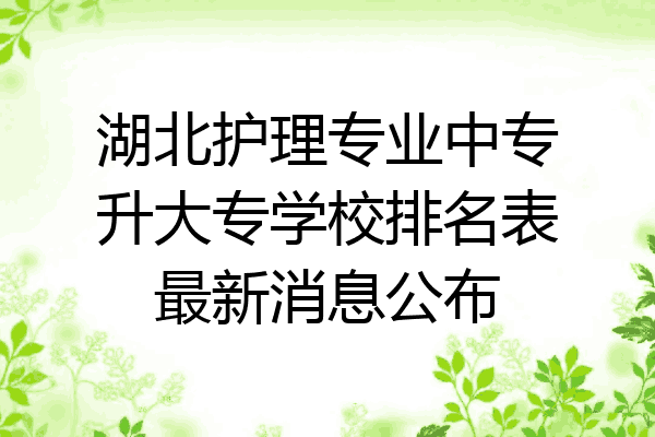 湖北护理专业中专升大专学校排名表最新消息公布