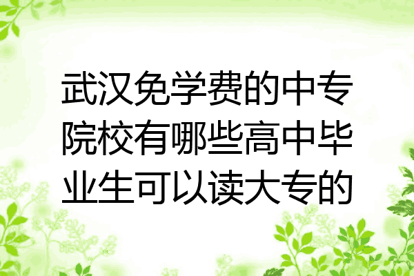 武汉免学费的中专院校有哪些高中毕业生可以读大专的