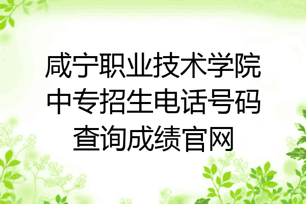 咸宁职业技术学院中专招生电话号码查询成绩官网