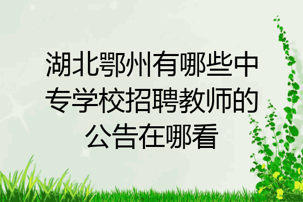 湖北鄂州有哪些中专学校招聘教师的公告在哪看