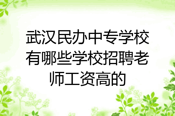 武汉民办中专学校有哪些学校招聘老师工资高的