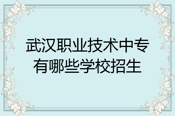 武汉职业技术中专有哪些学校招生
