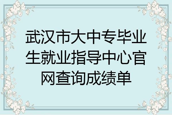 武汉市大中专毕业生就业指导中心官网查询成绩单