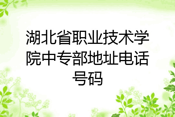 湖北省职业技术学院中专部地址电话号码