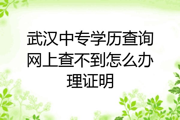 武汉中专学历查询网上查不到怎么办理证明