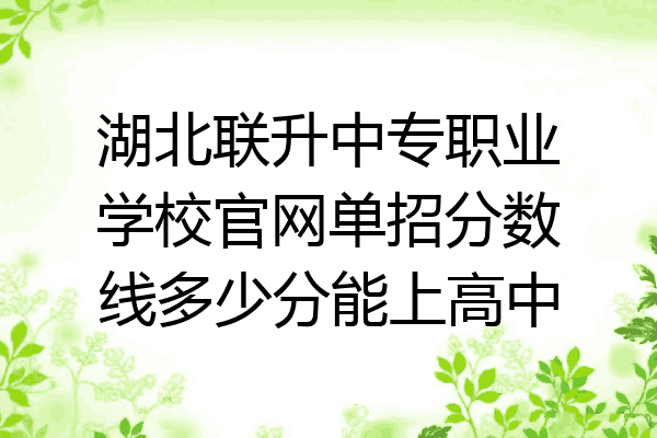 湖北联升中专职业学校官网单招分数线多少分能上高中