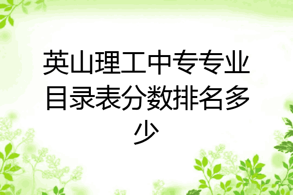 英山理工中专专业目录表分数排名多少