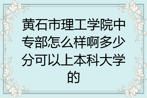 黄石市理工学院中专部怎么样啊多少分可以上本科大学的
