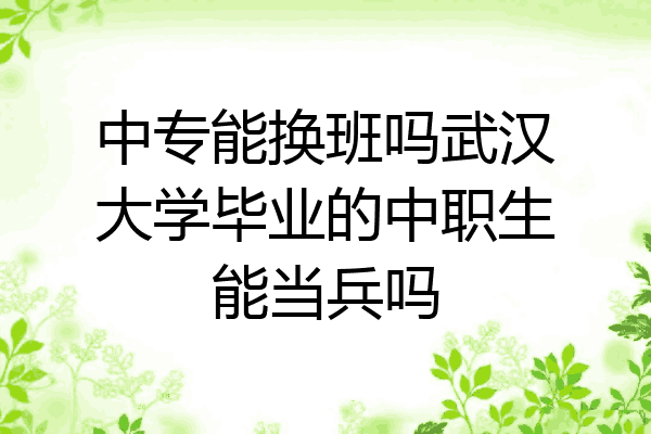 中专能换班吗武汉大学毕业的中职生能当兵吗