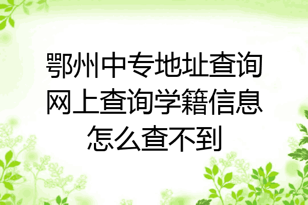鄂州中专地址查询网上查询学籍信息怎么查不到