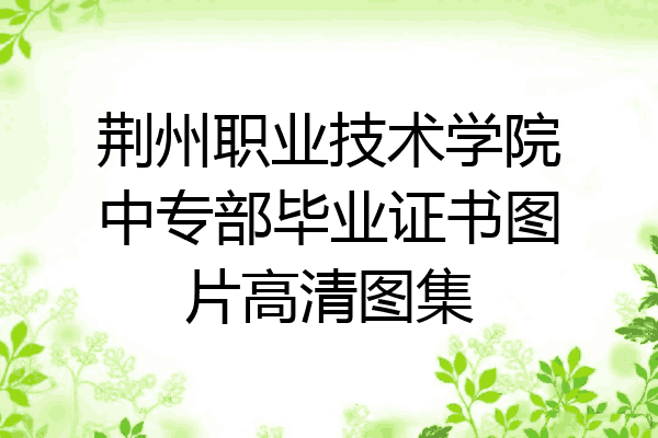 荆州职业技术学院中专部毕业证书图片高清图集
