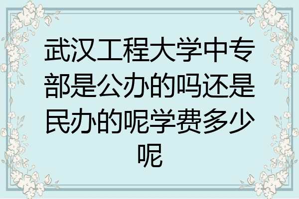 武汉工程大学中专部是公办的吗还是民办的呢学费多少呢