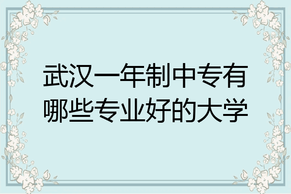 武汉一年制中专有哪些专业好的大学
