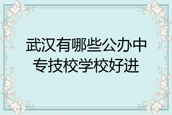 武汉有哪些公办中专技校学校好进