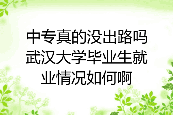 中专真的没出路吗武汉大学毕业生就业情况如何啊
