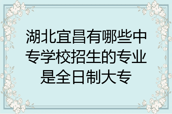 湖北宜昌有哪些中专学校招生的专业是全日制大专