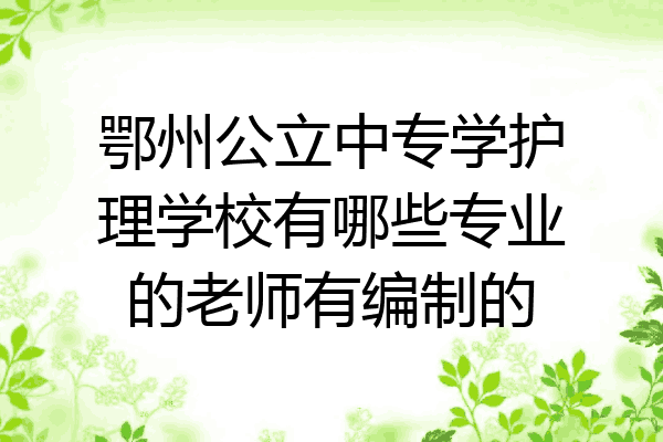 鄂州公立中专学护理学校有哪些专业的老师有编制的