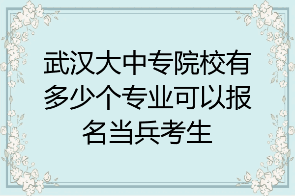 武汉大中专院校有多少个专业可以报名当兵考生