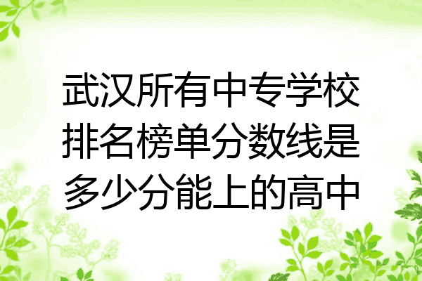 武汉所有中专学校排名榜单分数线是多少分能上的高中