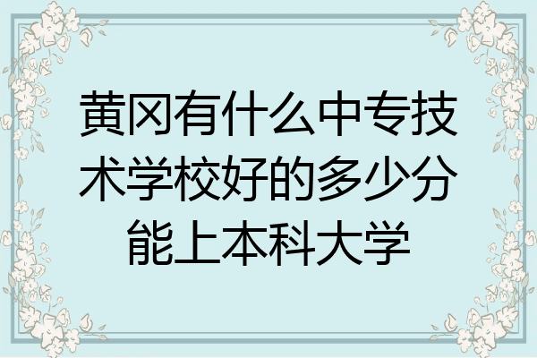 黄冈有什么中专技术学校好的多少分能上本科大学
