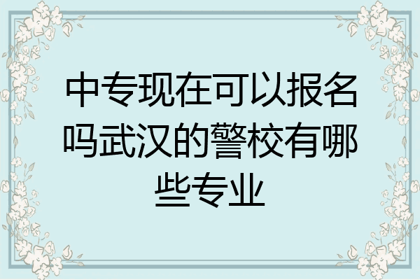 中专现在可以报名吗武汉的警校有哪些专业
