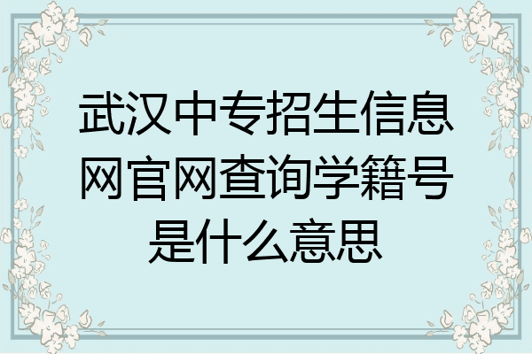 武汉中专招生信息网官网查询学籍号是什么意思