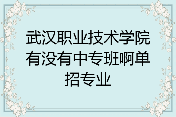 武汉职业技术学院有没有中专班啊单招专业