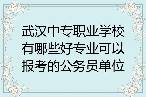武汉中专职业学校有哪些好专业可以报考的公务员单位