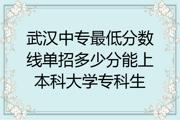 武汉中专最低分数线单招多少分能上本科大学专科生